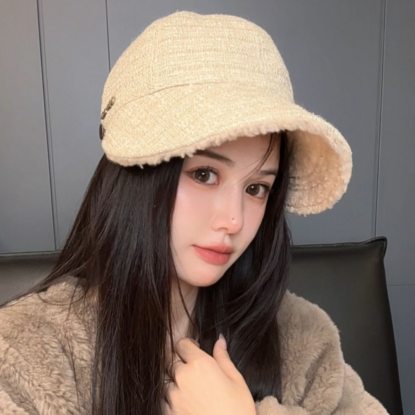 明星同款韩版女冬加绒鸭舌帽保暖