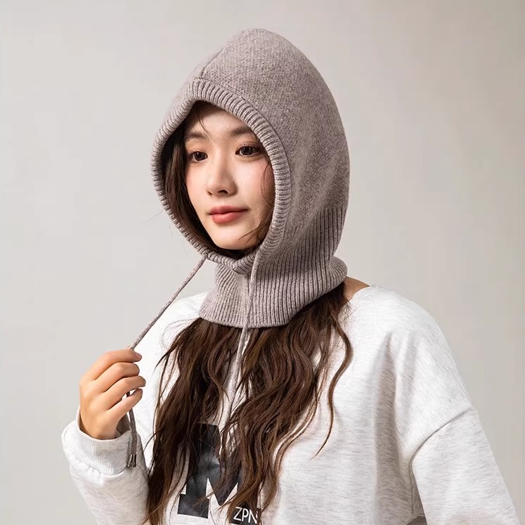 巴拉克拉法羊毛针织帽围脖一体帽