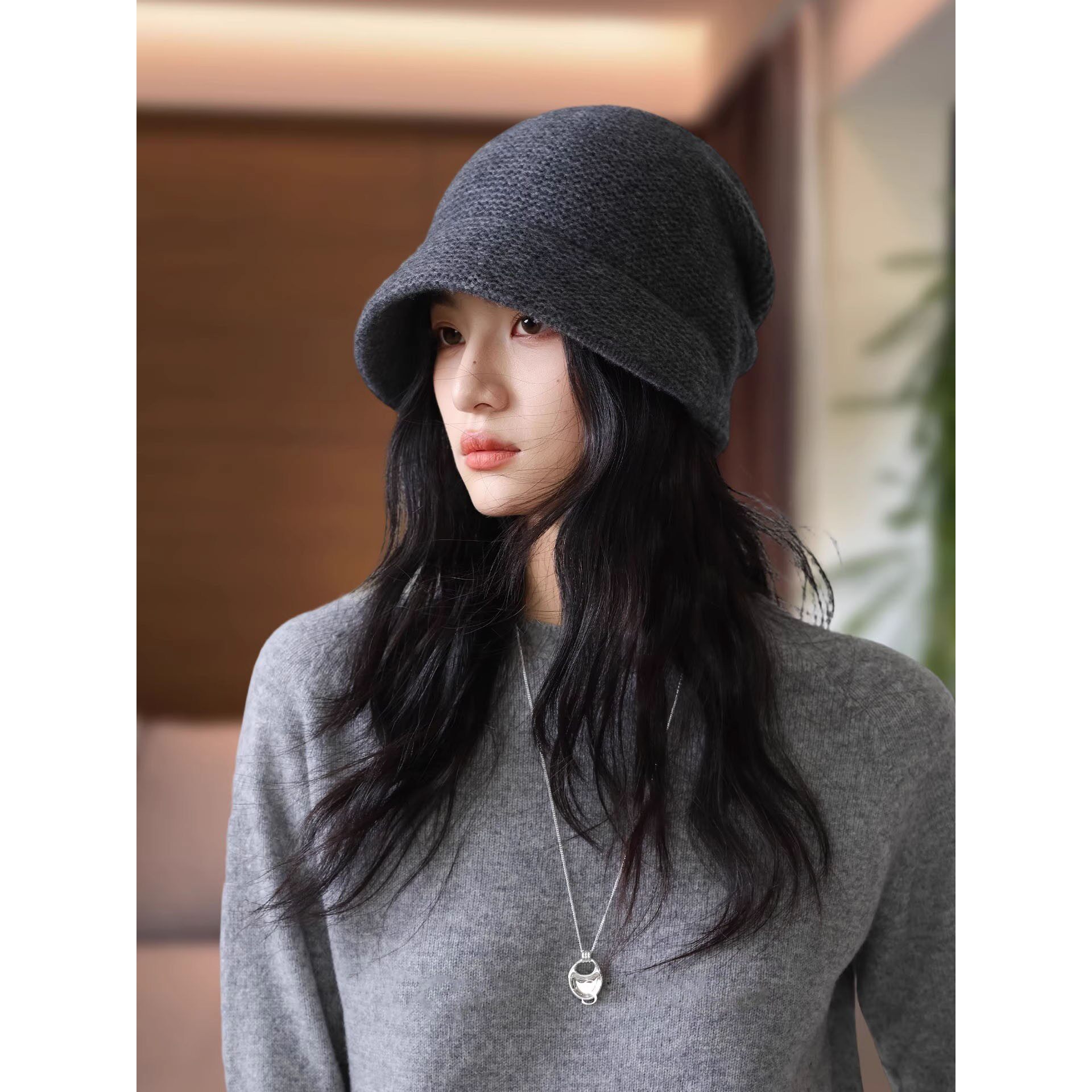 日系羊毛混纺保暖冷帽子女秋冬气质保暖堆堆帽护耳显脸小针织帽女