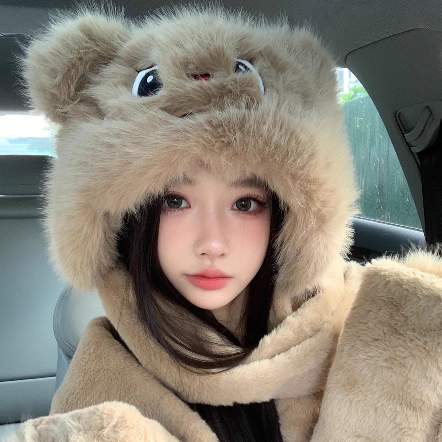 可爱Lakitty帽子围巾手套一体女