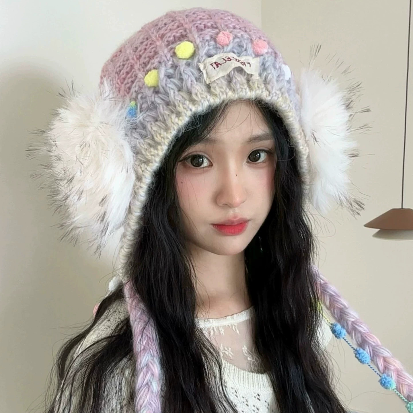 韩系毛绒耳包针织帽护耳包头帽子