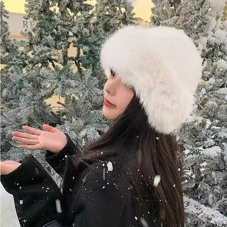 高级感仿貂毛皮毛一体渔夫帽保暖