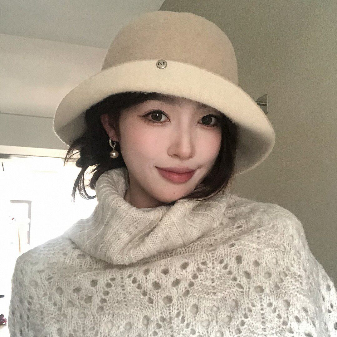 秋冬韩系毛呢保暖护耳渔夫帽女