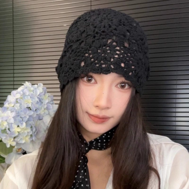 2025新款韩系复古镂空帽堆堆帽女