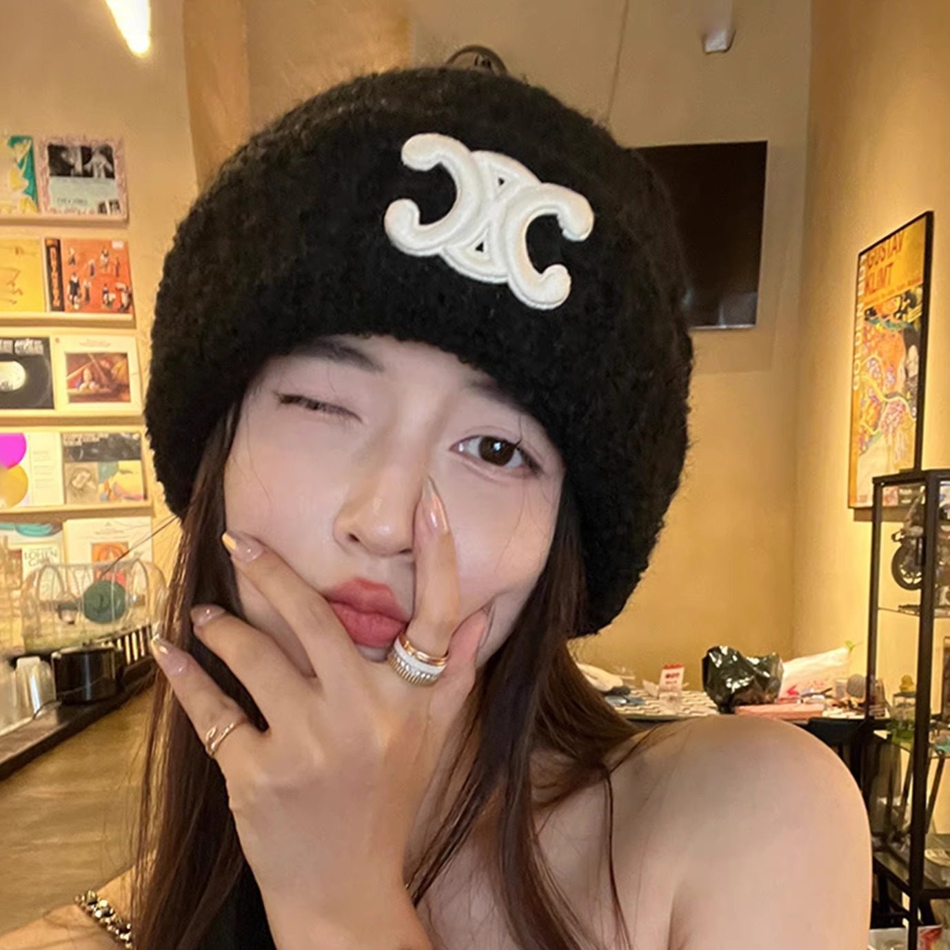 高品质毛绒针织帽女冬季保暖冷帽