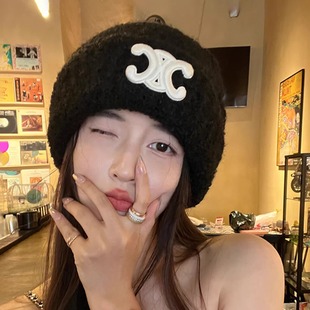 高品质时尚毛绒针织帽女生秋冬季保暖防寒套头毛线冷帽气质显脸小