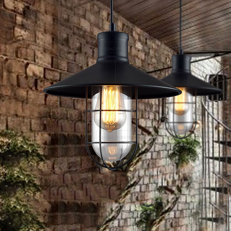 loft复古鸟笼吊灯工业风铁艺灯罩酒吧奶茶店吧台过道玄关单头灯具