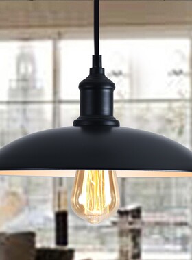 北欧loft复古工业风餐厅吧台咖啡厅网咖创意单头灯罩铁艺锅盖吊灯