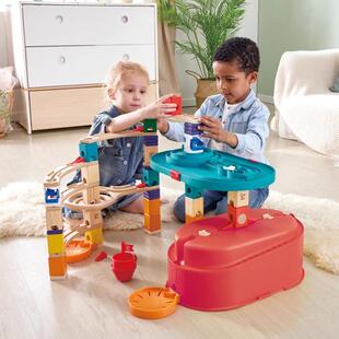 儿童木制拼装 滑道积木益智玩具大颗粒弹珠夸得瑞拉轨道滚珠架Hape