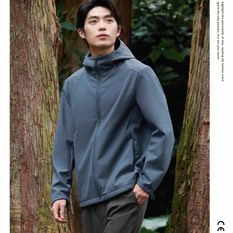 秋冬款男士透气防风防泼水连帽加绒加厚软壳衣冲锋衣外套夹克2556