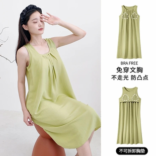 吊带睡裙带胸垫女夏季新款无袖凉感2026爆款女款性感连衣裙可外穿