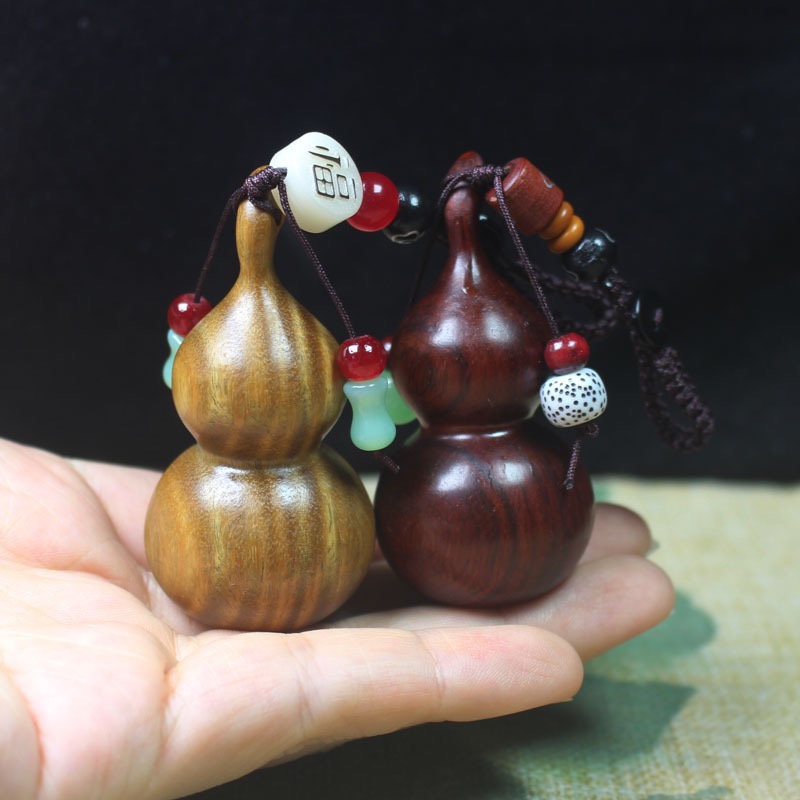 绿檀木福禄小葫芦挂件汽车钥匙扣挂饰包包优盘手机链手工编织挂饰