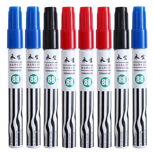正品永生88记号笔黑红蓝色粗头大容量油性大头笔防水不易掉色马克勾线笔铝杆单头擦不掉箱头笔海报笔批发包邮