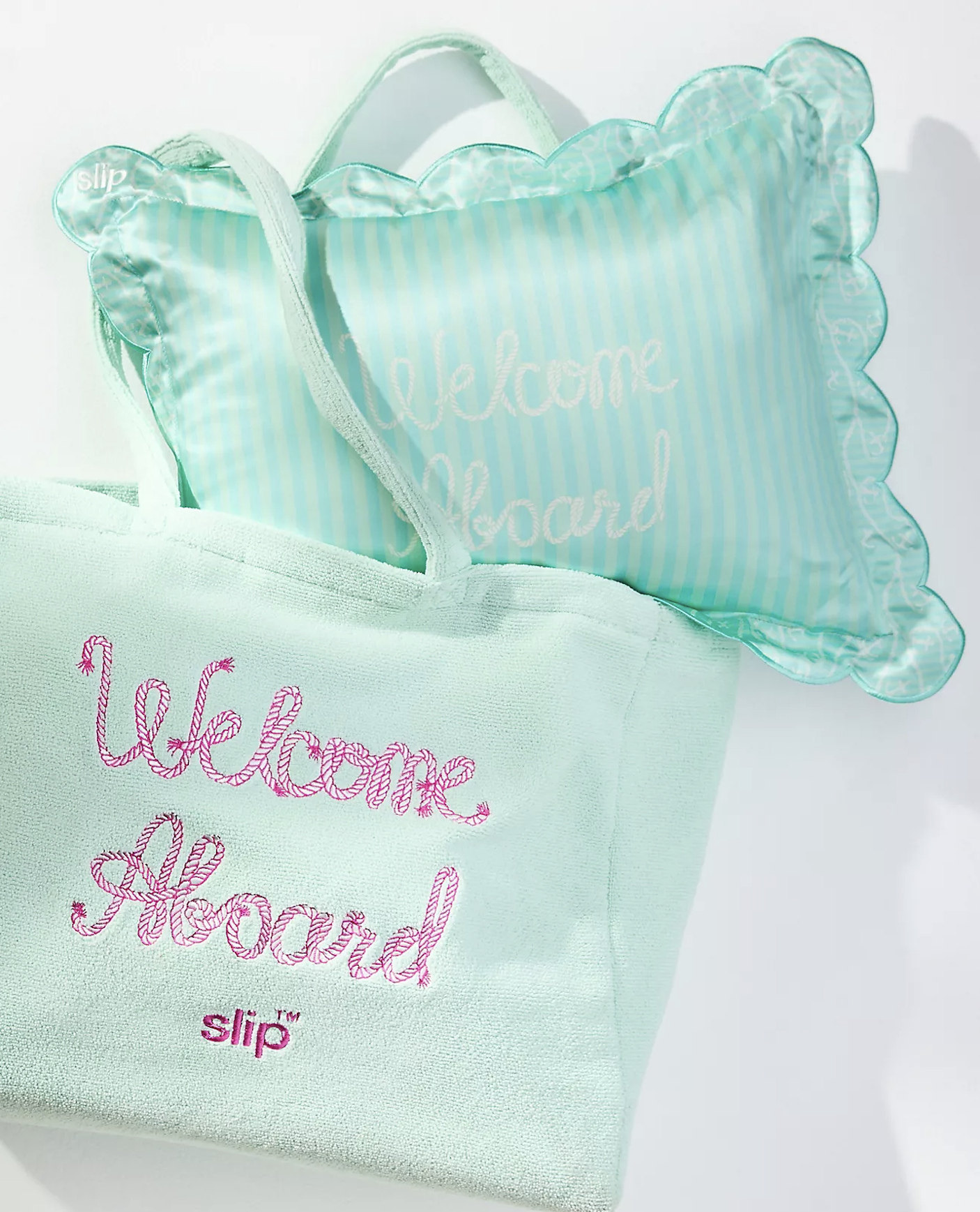 slip新款枕头湖水绿荷叶边真丝枕套旅行尺寸30*40cm环保袋套装