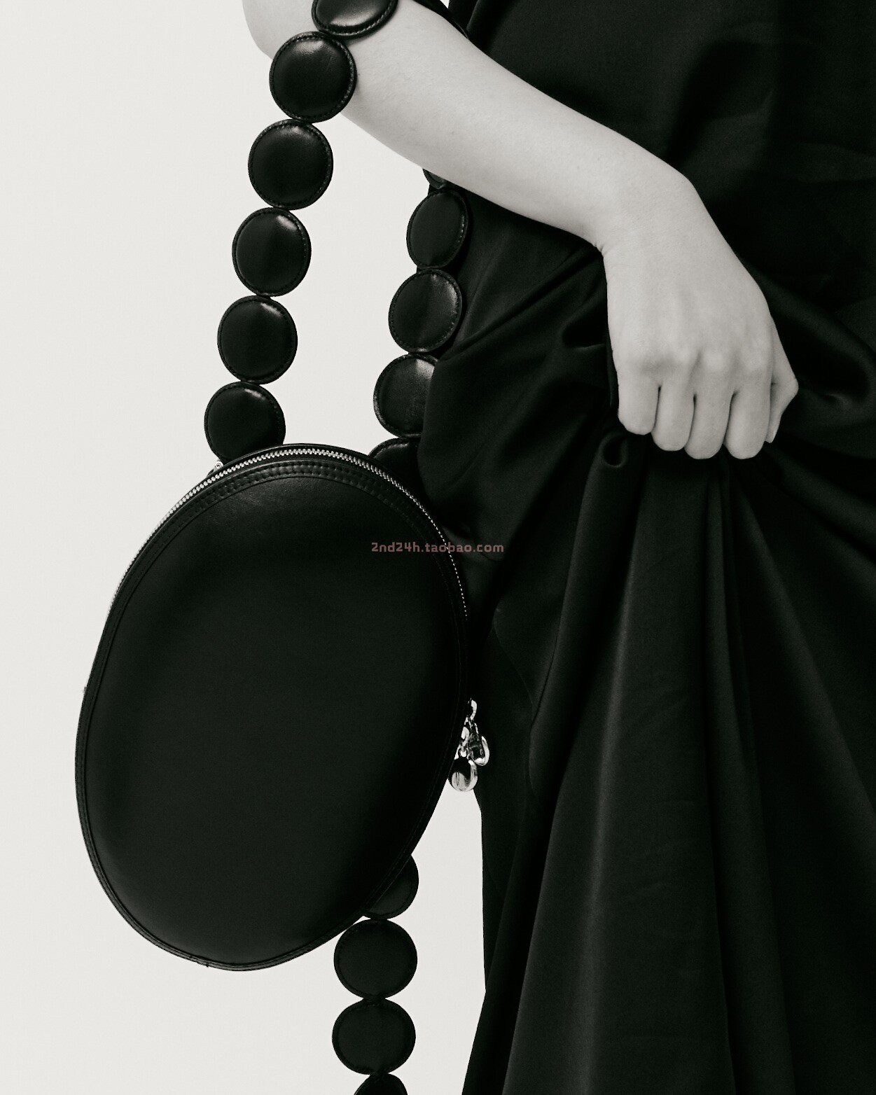 竹节牛皮立体背包单肩椭圆形多种背法4色 韩国直邮小众设计师品牌