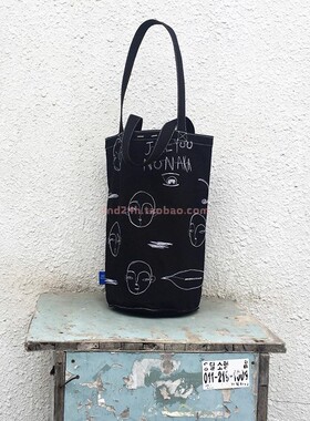 韩国直邮官网正品手工绘制简约线条水桶包jaeyoononaka设计师品牌