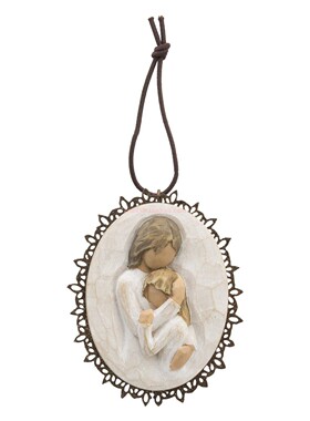 Willow tree靠近我 拥抱 椭圆形浮雕仿木树脂做旧色 车挂饰吊饰