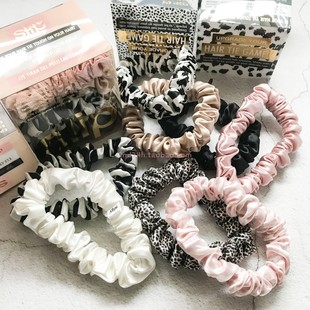 slip中号原装真丝发圈绳桑蚕丝少压痕不伤发明星同款卡利之夜条纹