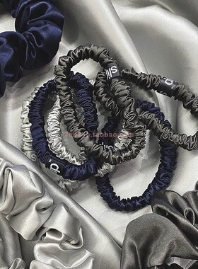 slip新款发圈发绳午夜系列桑蚕真丝LISA同款护发束发银色海军木炭