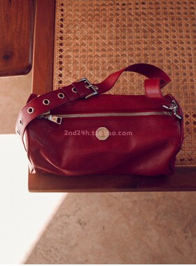 minitmute限量版复古方形立体单肩包勃艮第酒红色斜挎真皮包韩国