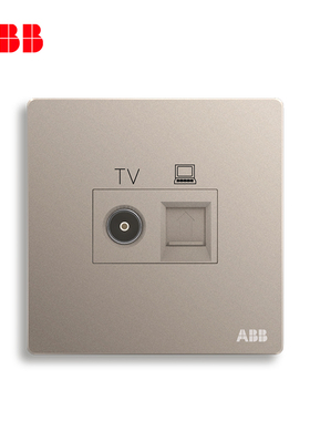 ABB轩致金色开关TV有线电视超五类电脑插座100M网络面板AF325-PG