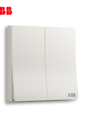 ABB开关插座86型面板家用二开多控二位中途中间开关轩致白AF186