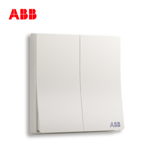 ABB开关插座86型面板家用二开多控二位中途中间开关轩致白AF186