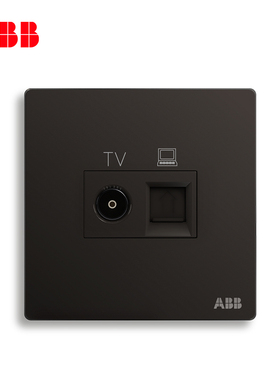 ABB开关插座轩致无框星空黑色二位电视六类电脑网络插座AF334-885
