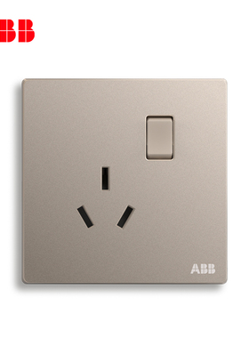 ABB开关插座面板墙壁电源空调一开三孔带开关16A轩致金色AF228-PG