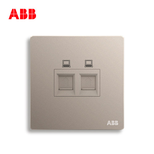 ABB轩致无框朝霞金开关插座面板二位超五类电脑网线网络AF332-PG