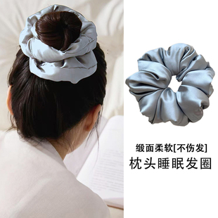 法国kitsch枕头发圈缎面柔软不伤发加棉填充超大发绳丸子头肥肠圈
