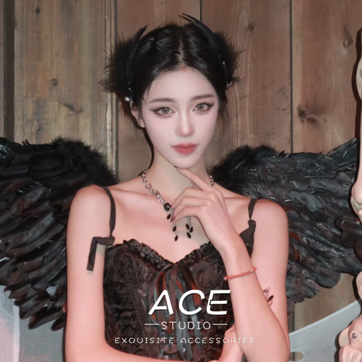 万圣节黑天鹅羽毛发夹cos恶魔