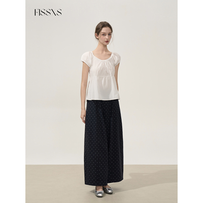 FISSXS 夏季新款蕾丝花边泡泡袖修身显瘦短袖上衣女T恤