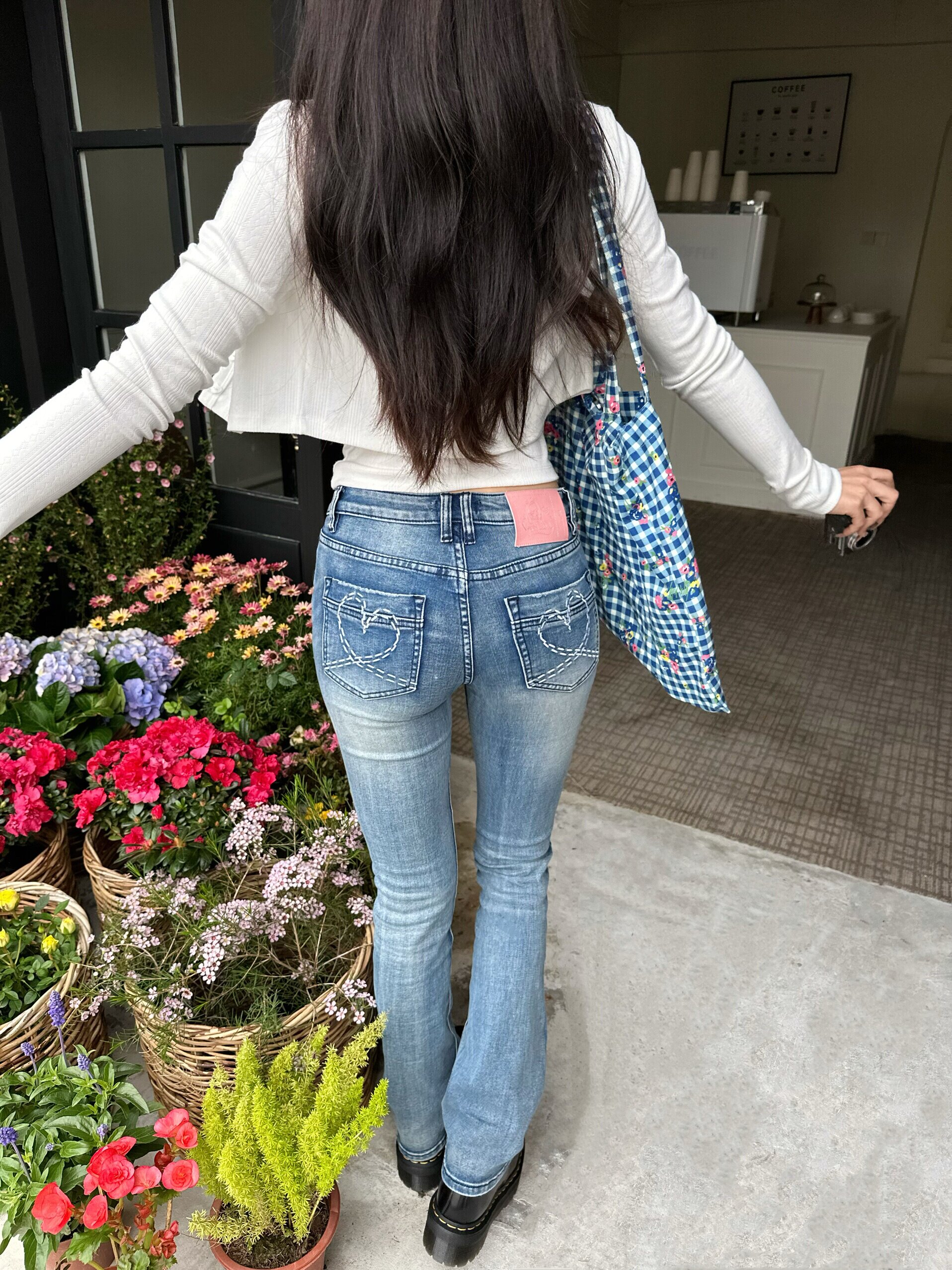 Оригинальные popchee｜Версия небесно-голубая Сейлор Мун｜Высокая эластичность микро-клеш! Сердечки на заднем кармане