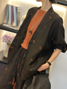 传统工艺 小雏菊绣花龟裂纹外套 非遗传承系列 香云纱宫涤西装