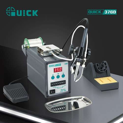 QUICK快克376D自动出锡电焊台376D-90W脚踏出锡焊台手动出锡焊接
