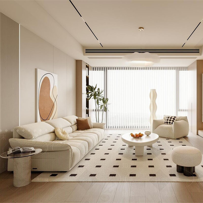 奶油风意式泡芙沙发客厅布艺沙发组合小户型公寓豆腐块沙发设计师,住宅家具,布艺沙发,淘宝优惠券,粉丝福利购,淘宝优惠卷