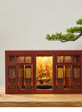 嗨C位LED木花门光源展框水月观音玄关桌面摆件礼物纪念品拍照神器