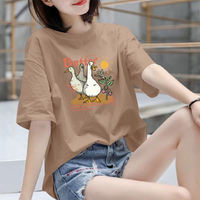 Pure cotton loose short-sleeved women's T-shirt, large size versatile, casual and slimming, new summer Korean-style half-sleeved top thumbnail 5