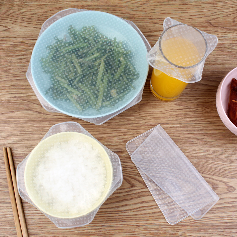 食品级硅胶保鲜膜盖子厨房冰箱保鲜盖透明全密封盖可重复使用碗盖