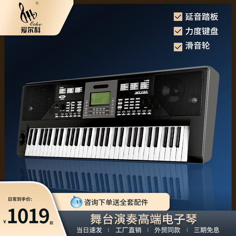 爱尔科WK286电子琴61键力度键成年幼师初学智能专业儿童考级演奏