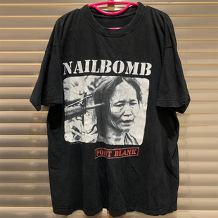 T恤FOG欧美高街小领口潮流落肩棉半袖 Nailbomb 乐队暴力反战半袖
