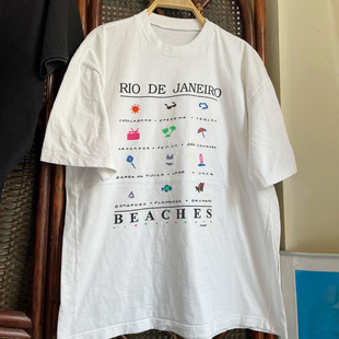 T恤vintage潮牌小领口学院风重磅棉半袖 Janeiro西海岸短袖 Rio
