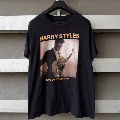 Harry Styles乐队做旧水洗质感短袖T恤美式复古hiphop暗黑半袖潮