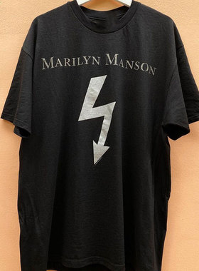Marilyn Manson玛丽莲·曼森美式高街闪电印花短袖250克重磅棉tee