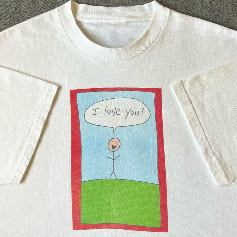 小众设计感I Love You学院风oldschool印花短袖男女宽松百搭T恤棉