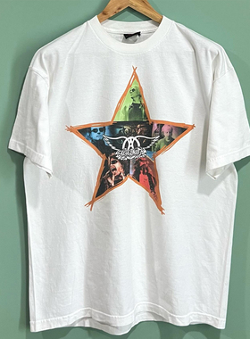 Aerosmith史密斯飞船乐队短袖T恤cec美式潮牌小领口重磅圆领棉tee