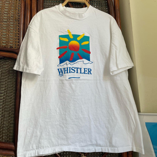 潮 极简学院风重磅纯棉半袖 Whistler西海岸风短袖 T恤oldschool美式