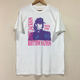 Janet Jackson珍妮杰克逊人物印花T恤短袖欧美高街潮牌男女宽松款
