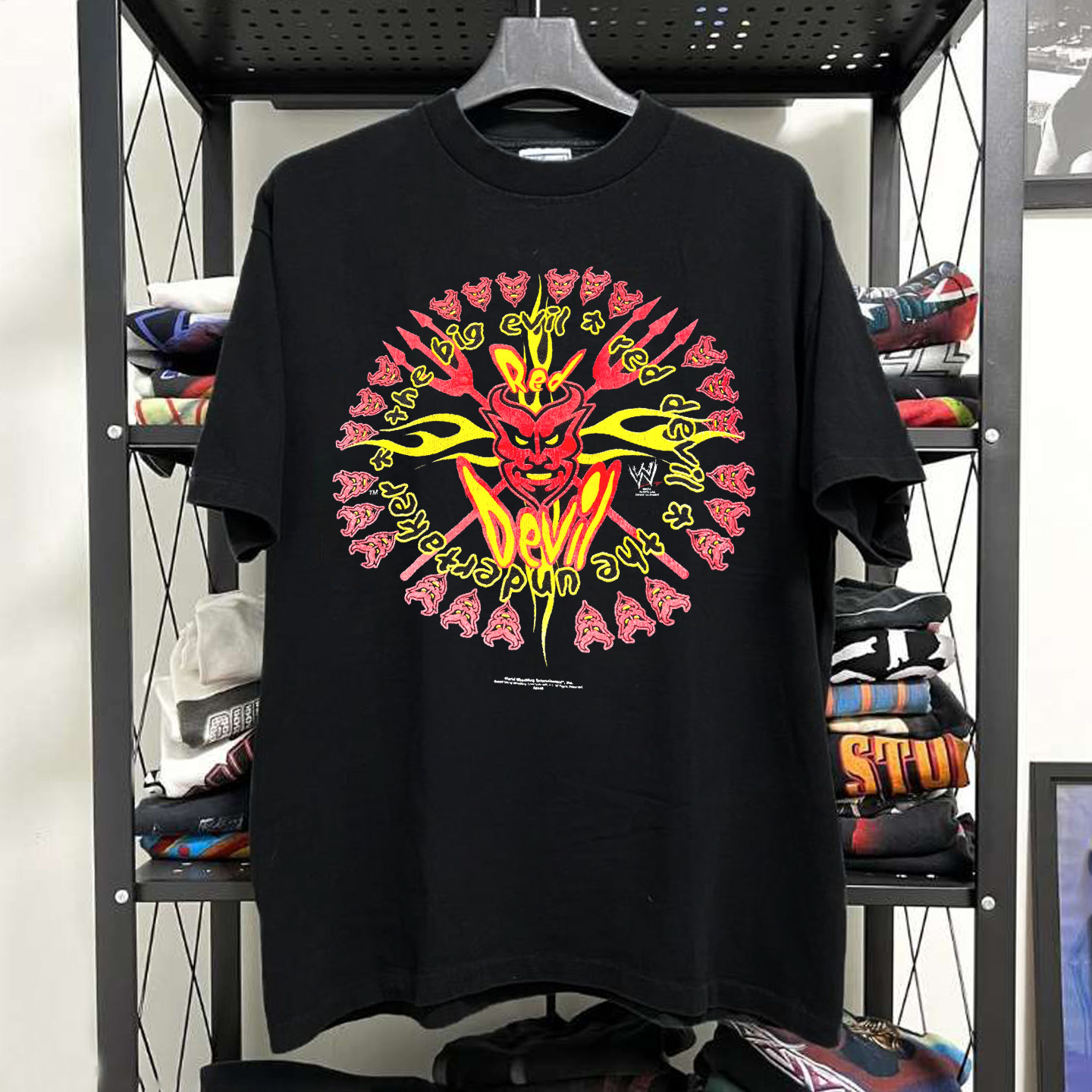 Big Red Devil美式复古宽松落肩短袖T恤chic嘻哈潮牌重磅棉情侣装